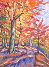 Load image into Gallery viewer, Original Oil Painting, Autumn Trees on River Bank, 24.5x31.5 inch, 210527