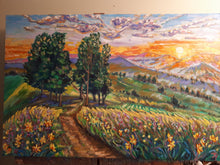 Load image into Gallery viewer, Original Oil painting, Hiking Road - Landscape of Canada , 210611, 47.5x23.5x1.5 inch
