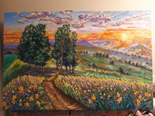 Load image into Gallery viewer, Original Oil painting, Hiking Road - Landscape of Canada , 210611, 47.5x23.5x1.5 inch