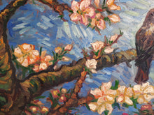 Load image into Gallery viewer, Original Oil Painting, Birds in Spring Blossom, 210906, 24x48x1