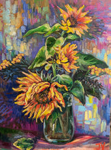 Load image into Gallery viewer, Original Oil Painting, Sunflower in Vase, 60x80x4cm, 220712