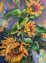 Load image into Gallery viewer, Original Oil Painting, Sunflower in Vase, 60x80x4cm, 220712
