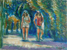 Load image into Gallery viewer, Original Oil Painting, Summer Street Walk Way of Vancouver, 9"x12" , 171016