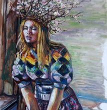 Load image into Gallery viewer, Original Oil Painting, Girl In Colorful Sweater, 31.5x23.4 Inches, 60x80cm, 1711072