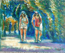 Load image into Gallery viewer, Original Oil Painting, Summer Street Walk Way of Vancouver, 9"x12" , 171016