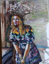 Load image into Gallery viewer, Original Oil Painting, Girl In Colorful Sweater, 31.5x23.4 Inches, 60x80cm, 1711072