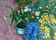 Load image into Gallery viewer, Original Oil Painting on streched Canvas, Flower Shop, Modern Art, Expression Art, Flower art, 1802131, 55.1x39.4 inch