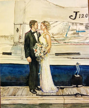 Load image into Gallery viewer, Custom Wedding Picture, Watercolor 2 people portrait Painting, with Fancy background, many size option