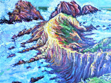 Load image into Gallery viewer, Original Oil Painting, Rocky Coast Waves, 55.1x39.4 inch, 2003261