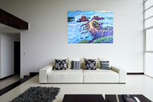 Load image into Gallery viewer, Original Oil Painting, Rocky Coast Waves, 55.1x39.4 inch, 2003261
