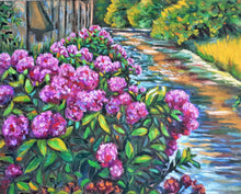 Load image into Gallery viewer, Original Oil Painting,Pink Flower on River Bank, 80x60cm, 2009211