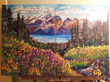 Load image into Gallery viewer, Original Oil Painting, Summer Whistler BC Canada, Two 24.5x31.5 Canvas, Total 31.5x49.2x1.5 inch, 210219