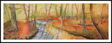 Load image into Gallery viewer, Original Water Color painting, Large Size Autumn landscape,30x11in, Orange, Yellow, green, blue, purple 15098