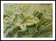 Load image into Gallery viewer, Original water color painting, large Size 22"x30", Calla Flower , green, white, leaves, 150129