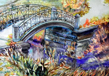 Load image into Gallery viewer, Original Water Color painting, Vancouver Park in Fall-The Bridge, Paper size 11"x14"