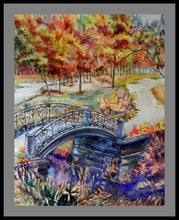 Load image into Gallery viewer, Original Water Color painting, Vancouver Park in Fall-The Bridge, Paper size 11"x14"