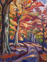 Load image into Gallery viewer, Original Oil Painting, Autumn Trees on River Bank, 24.5x31.5 inch, 210527
