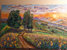 Load image into Gallery viewer, Original Oil painting, Hiking Road - Landscape of Canada , 210611, 47.5x23.5x1.5 inch
