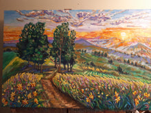 Load image into Gallery viewer, Original Oil painting, Hiking Road - Landscape of Canada , 210611, 47.5x23.5x1.5 inch
