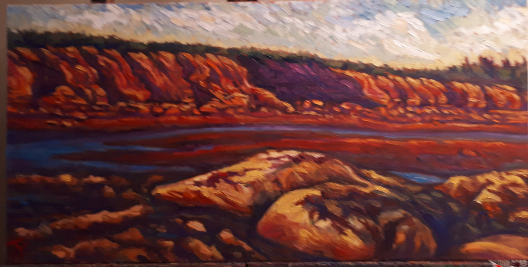 Original Oil Painting, Canada East Coast Landscape-PEI Red Stone