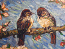 Load image into Gallery viewer, Original Oil Painting, Birds in Spring Blossom, 210906, 24x48x1
