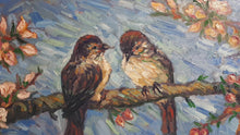 Load and play video in Gallery viewer, Original Oil Painting, Birds in Spring Blossom, 210906, 24x48x1
