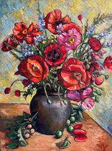 Load image into Gallery viewer, Original Oil Painting, Still life- Poppy Flower in Vase, 23.5x31.5x1.5inch, 220711
