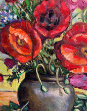 Load image into Gallery viewer, Original Oil Painting, Still life- Poppy Flower in Vase, 23.5x31.5x1.5inch, 220711
