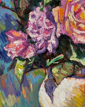 Load image into Gallery viewer, Original Oil Painting, Rose Flower in Vase, 80x60x4cm, 220712
