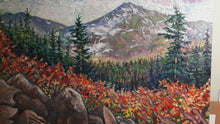 Load and play video in Gallery viewer, Original Oil Painting, Autumn Rocky Mountain, 47.5x31.5x1.5 inch
