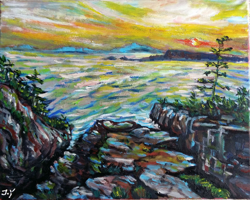 Original Acrylic painting, Sunset coast, 1703084, 16