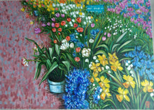 Load image into Gallery viewer, Original Oil Painting on streched Canvas, Flower Shop, Modern Art, Expression Art, Flower art, 1802131, 55.1x39.4 inch
