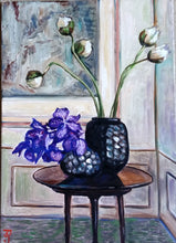 Load image into Gallery viewer, Original Oil painting, Purple, White Flowers- Still Life, 28&quot;x22&quot;, 1803153
