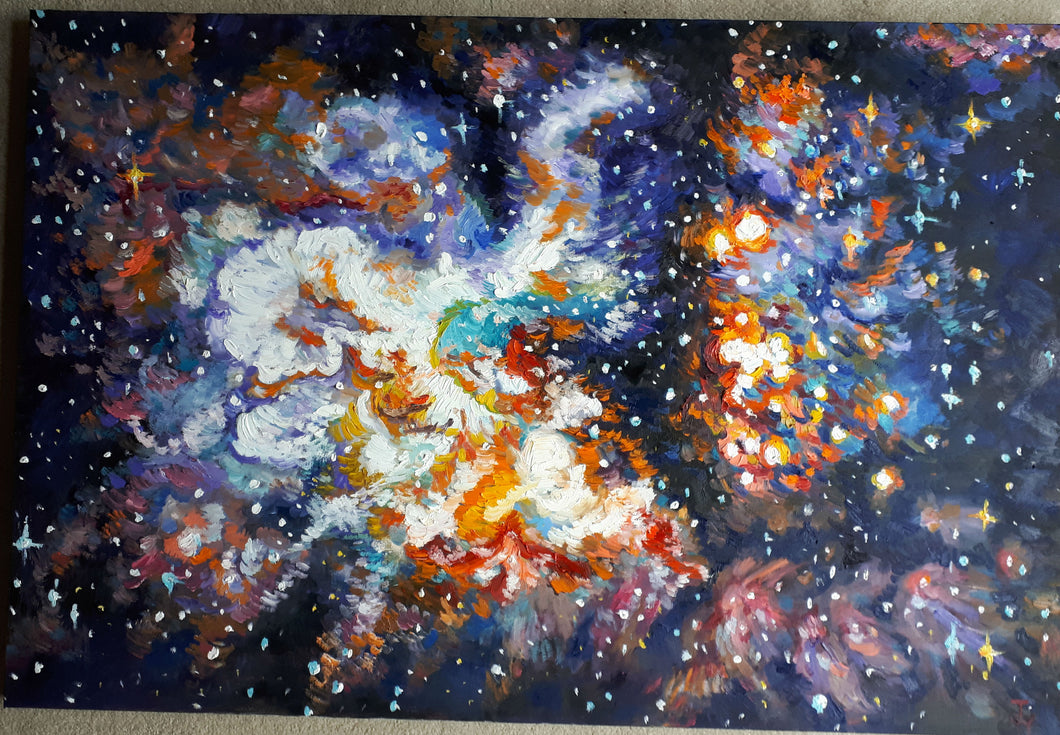 Original Oil Painting, Galaxy I  , 31.5x47.5x1.5