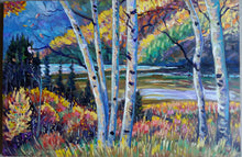 Load image into Gallery viewer, Original Oil Painting, Autumn Birch Trees, 47.5x31.5&quot;, 1808222, Free Shipping
