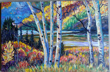 Load image into Gallery viewer, Original Oil Painting, Autumn Birch Trees, 47.5x31.5&quot;, 1808222, Free Shipping
