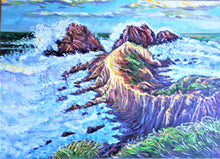 Load image into Gallery viewer, Original Oil Painting, Rocky Coast Waves, 55.1x39.4 inch, 2003261
