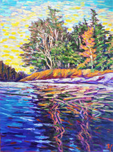 Load image into Gallery viewer, Original Oil Painting, Reflection of Trees by the Lake, 80x60cm, 2002182
