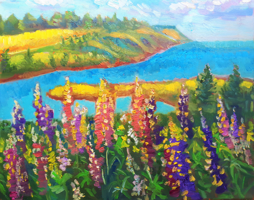 Original Oil Painting,  Landscape Flower Field in Canada Quebec, 2020423, 16