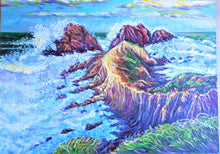 Load image into Gallery viewer, Original Oil Painting, Rocky Coast Waves, 55.1x39.4 inch, 2003261
