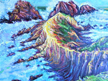 Load image into Gallery viewer, Original Oil Painting, Rocky Coast Waves, 55.1x39.4 inch, 2003261
