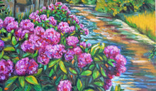 Load image into Gallery viewer, Original Oil Painting,Pink Flower on River Bank, 80x60cm, 2009211
