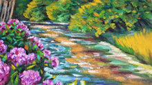 Load image into Gallery viewer, Original Oil Painting,Pink Flower on River Bank, 80x60cm, 2009211
