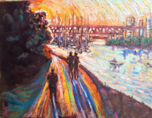 Load image into Gallery viewer, Original Oil Painting, Vancouver Downtown Sunrise, 210129, 16x20x0.75inch
