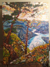 Load image into Gallery viewer, Original Oil Painting, Pine Trees on Rocky Mountain, 24.5x31.5x1.5,210127
