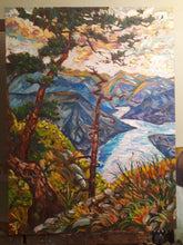 Load image into Gallery viewer, Original Oil Painting, Pine Trees on Rocky Mountain, 24.5x31.5x1.5,210127
