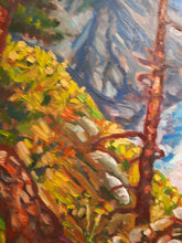 Load image into Gallery viewer, Original Oil Painting, Pine Trees on Rocky Mountain, 24.5x31.5x1.5,210127
