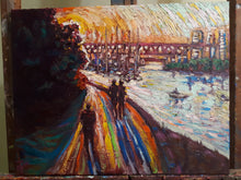 Load image into Gallery viewer, Original Oil Painting, Vancouver Downtown Sunrise, 210129, 16x20x0.75inch
