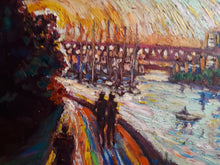 Load image into Gallery viewer, Original Oil Painting, Vancouver Downtown Sunrise, 210129, 16x20x0.75inch
