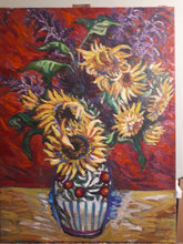 Load image into Gallery viewer, Original Oil painting, Still life - Sunflower in Vase ,31x24&quot;, 210204
